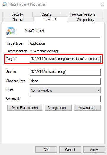 How to Setup a VPS for Forex Trading - MetaTrader 4 Shortcut Portable Mode